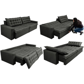 Sofá Retrátil Reclinável e Cama 2,15m Cama inBox Flex Suede Velusoft Cinza