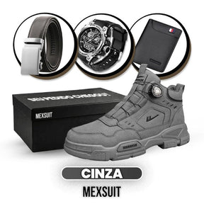 Kit Bota Militar Warrior Masculina de Couro Legitimo + 3 BRINDES: Cinto, Relógio e Carteira