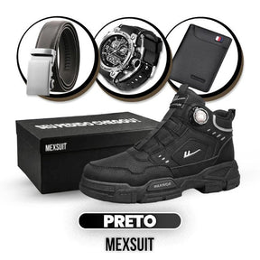 Kit Bota Militar Warrior Masculina de Couro Legitimo + 3 BRINDES: Cinto, Relógio e Carteira