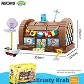 Bob Esponja Calça Quadrada Blocos de Construção Dos Desenhos Animados Krusty Krab Restaurante Modelo Montagem Brinquedo Patrick Estrela Capitão Presente de Aniversário