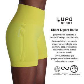 5 Shorts LSport Lupo Sem Costura Basic Cos Com Borda Interna Com Silicone Compressao Fitness