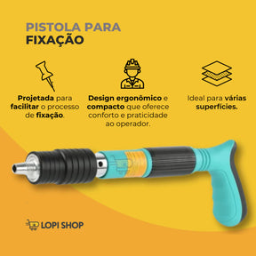 Pistola De Fixação Finca Pinos + Brinde 300 Pinos para Drywall Gesso Concreto Madeira