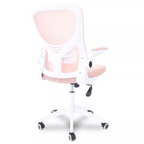 Cadeira de Escritório Flexy Way Branca Tela Mesh Rosa, Base Giratória e Sistema Relax