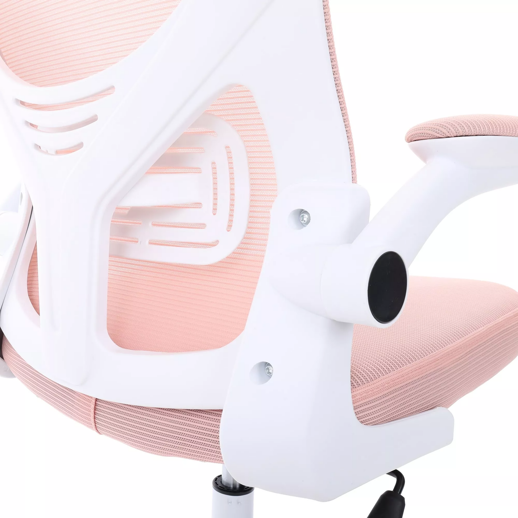 Cadeira de Escritório Flexy Way Branca Tela Mesh Rosa, Base Giratória e Sistema Relax