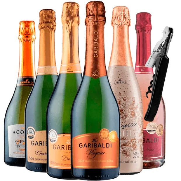 Kit 6 Espumantes Garibaldi Prosecco & Brut 750ml + Brinde