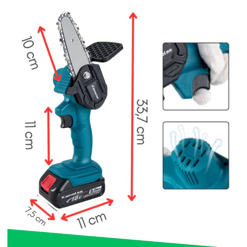 Mini Motosserra Elétrica de Poda Recarregável com Bateria 2000mAh K21 S02