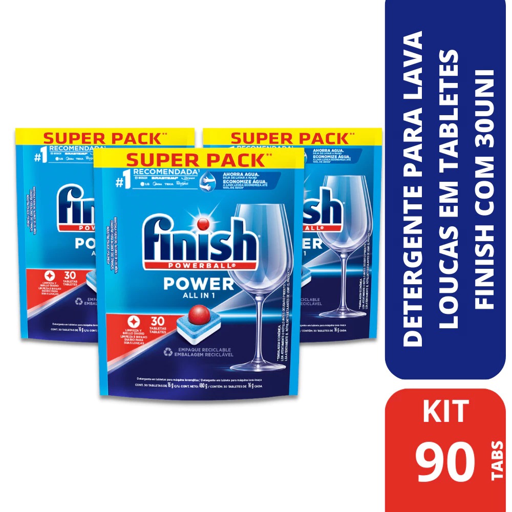 Kit Com 90 Tabletes Finish Detergente para Lava Louças